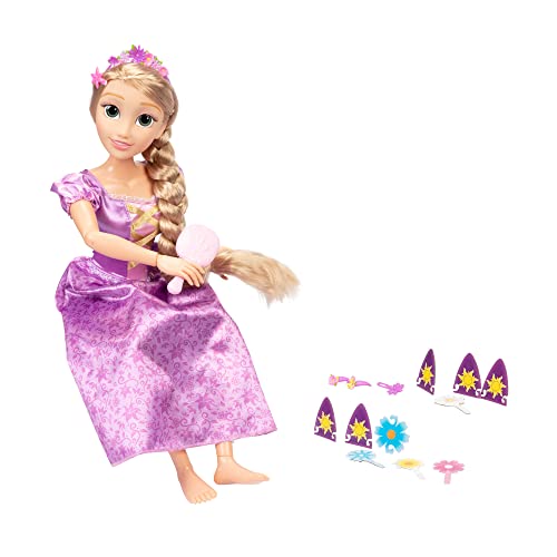 Disney Princesas Amiga Rapunzel de 80 cm con hasta 11 Puntos de Articulación – La Muñeca Viste su Clásico Vestido de la Película y su Largo y Precioso Peinado – Juguete Niña 3 Años +