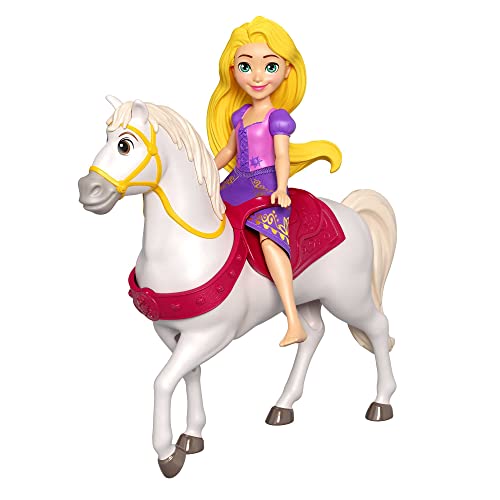 Disney Princess Minis Rapunzel y Maximus Muñeca pequeña con caballo de juguete, +3 años (Mattel HLW84)