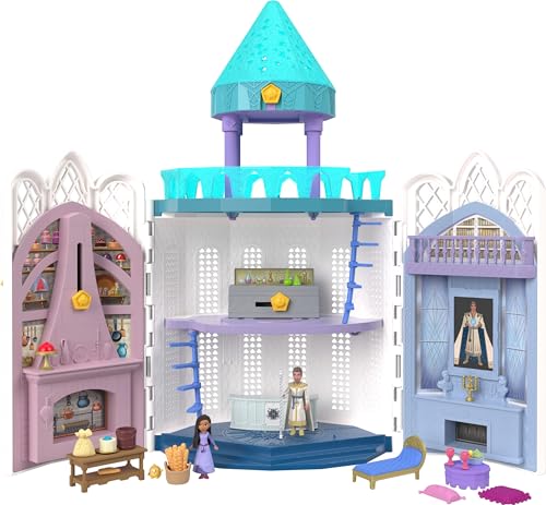 Disney Wish El Poder de los Deseos, Castillo Reino de Rosas Casa de muñecas con figuras y accesorios, inspirado en la película, juguete +3 años (Mattel HPX38)