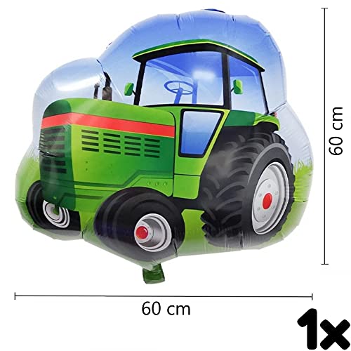 DIWULI Tractor Cumpleaños Decoración 2 Años Set - Globo Tractor Decoración, Número Globo Número 2 Globo Verde, Tractor Juguete Foil Globo Granjero Agricultura, 2º Cumpleaños Infantil Niño