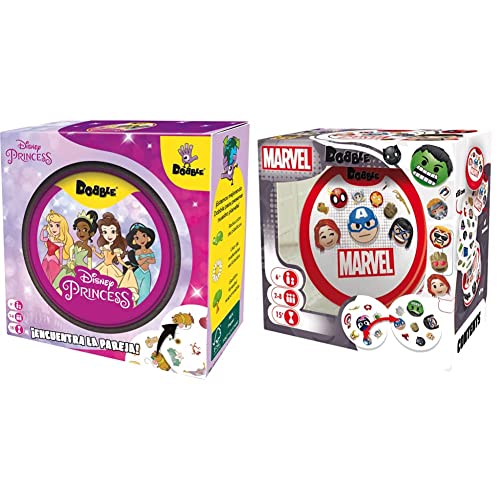 Dobble Princesas Disney - Juego de Mesa en Español [Exclusivo Amazon] & Dobble - Marvel Emoji [Exclusivo Amazon], 7+ años