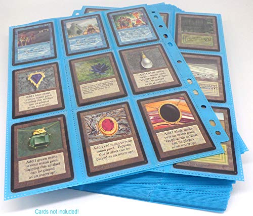 docsmagic.de 50 18-Pocket Pages Light Blue - Sideloading - 11 Holes - MTG PKM YGO - Pagina Azul Claro