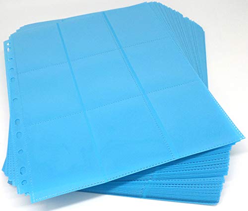 docsmagic.de 50 18-Pocket Pages Light Blue - Sideloading - 11 Holes - MTG PKM YGO - Pagina Azul Claro