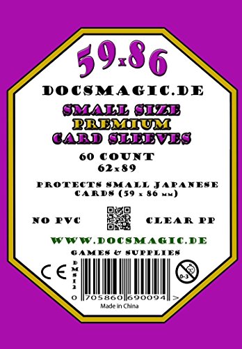 docsmagic.de 600 Premium Small Size Card Sleeves Clear - 59 x 86-10 Packs - Standard - 62 x 89 - YGO