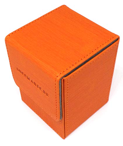 docsmagic.de Premium Magnetic Flip Box (100) Orange + Deck Divider - MTG - PKM - YGO - Caja
