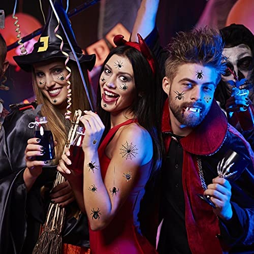 DOKEI 100 piezas Tatuajes Temporales Arañas Halloween Pegatinas Tatoo Adultos Telarañas Calcamonias Tatuajes Niños para Mascarada Carnaval Maquillaje Disfraz Cosplay Regalo Fiesta de Horror