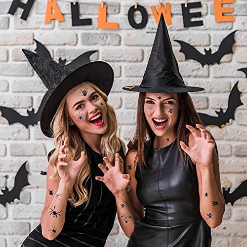 DOKEI 100 piezas Tatuajes Temporales Arañas Halloween Pegatinas Tatoo Adultos Telarañas Calcamonias Tatuajes Niños para Mascarada Carnaval Maquillaje Disfraz Cosplay Regalo Fiesta de Horror