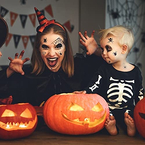 DOKEI 100 piezas Tatuajes Temporales Arañas Halloween Pegatinas Tatoo Adultos Telarañas Calcamonias Tatuajes Niños para Mascarada Carnaval Maquillaje Disfraz Cosplay Regalo Fiesta de Horror