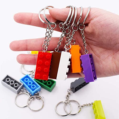 DOYUKY 16 Piezas Llaveros de Ladrillo, Llaveros Decorativos, Llaveros de Juguete, Juego de Brick Keyrings para Fiestas de Cumpleaños, Premios para Niños, Regalo de Navidad（16 Colores）