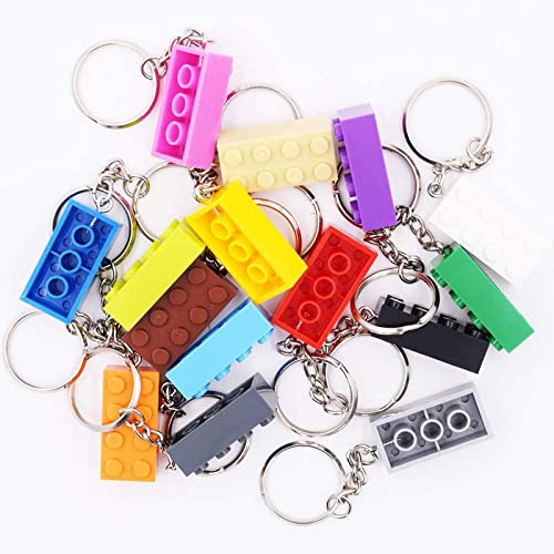 DOYUKY 16 Piezas Llaveros de Ladrillo, Llaveros Decorativos, Llaveros de Juguete, Juego de Brick Keyrings para Fiestas de Cumpleaños, Premios para Niños, Regalo de Navidad（16 Colores）