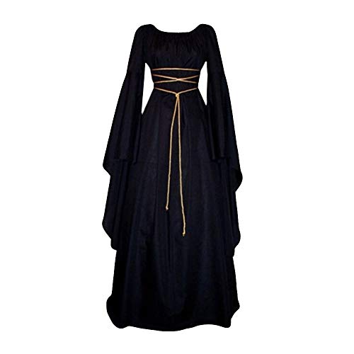 Dralofao disfraces medievales mujer - Gótico Vestido Halloween Cosplay Disfraz Tallas Grandes Halloween Disfraz con Ribete Encaje para Carnaval Vestidos Medieval Vestidos Medievales Moda Halloween Ves