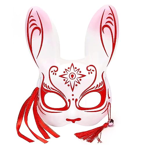 Driibur Kitsune-Fox - Máscara de animal para cosplay, Kabuki, media cara, máscara de gato, Halloween, fiesta de máscaras, zorro, cosplay, máscara de regalo