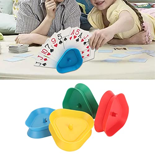 dykaae Soporte para Jugar A Las Cartas De 4 Colores Mezclados, Soporte para Cartas con Forma De Triángulo Manos Libres, Soporte para Cartas De Póquer para Niños Y Adultos