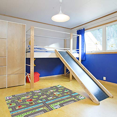 E EVENTUAL – Alfombra Vinilo Infantil de Juguete PVC – Alfombra Vinílica Infantil para Juegos de niños Antideslizante – Moqueta Circuito Impresa Lavable de Ciudad con Carreteras 150x100cm