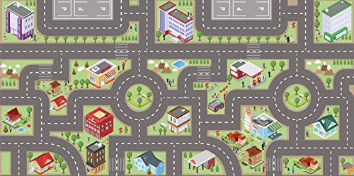 E EVENTUAL – Alfombra Vinilo Infantil de Juguete PVC – Alfombra Vinílica Infantil para Juegos de niños Antideslizante – Moqueta Circuito Impresa Lavable de Ciudad con Carreteras 150x100cm