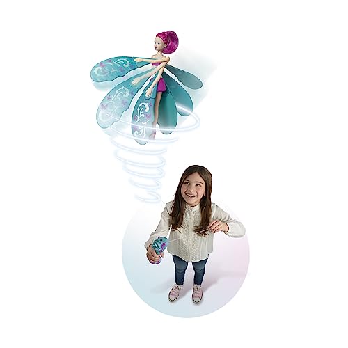 EAN Bizak, Sky Dancers, Turquesa es una muñeca fantasía de 18 cm de Altura Que despliega Sus alas y Vuela de Verdad, posicionala en su Base y hazla despegar (62303000)
