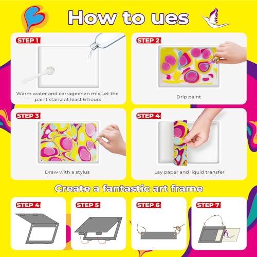 EDUMAN Marbling Paint Art Kit para niños Artes y manualidades para niñas y niños Regalo ideal Juguetes para niños 6+Juego de manualidades para niños