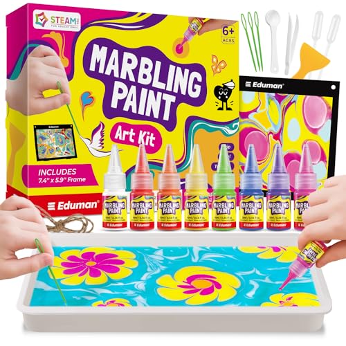 EDUMAN Marbling Paint Art Kit para niños Artes y manualidades para niñas y niños Regalo ideal Juguetes para niños 6+Juego de manualidades para niños