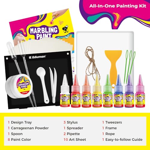 EDUMAN Marbling Paint Art Kit para niños Artes y manualidades para niñas y niños Regalo ideal Juguetes para niños 6+Juego de manualidades para niños