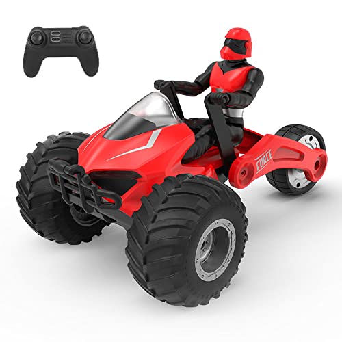 EERSTA Deriva de 360°, motocicleta acrobática, escala 1:16, motocicleta RC transformadora con luz LED, moto de cross RC, coche RC de 2,4 GHz, juguete de regalo de cumpleaños de Navidad para niños y ni