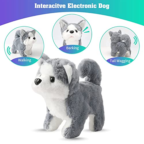 EKKONG Perro Interactivo, Electrónica Interactivos Juguete Perro Mascota, Perritos de Juguete con Caminando y Ladrando, Agitar Cola, Regalo para Niños 3 4 5 6+ Años