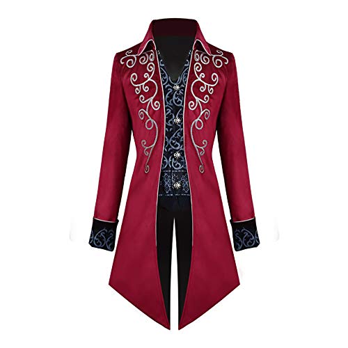 Emyzkc Chaqueta Medieval Steampunk para Hombre, Chaquetas góticas de Vampiro, levita, Esmoquin, Disfraces de Halloween