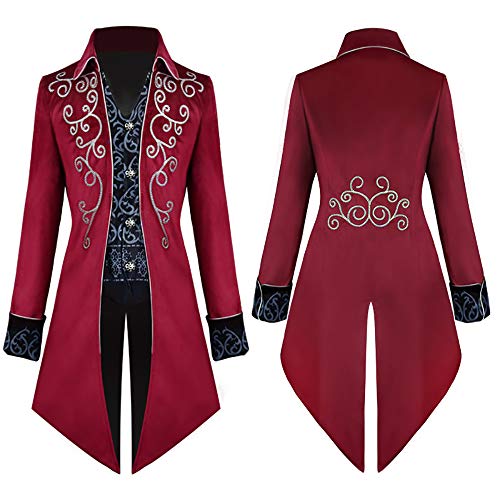 Emyzkc Chaqueta Medieval Steampunk para Hombre, Chaquetas góticas de Vampiro, levita, Esmoquin, Disfraces de Halloween