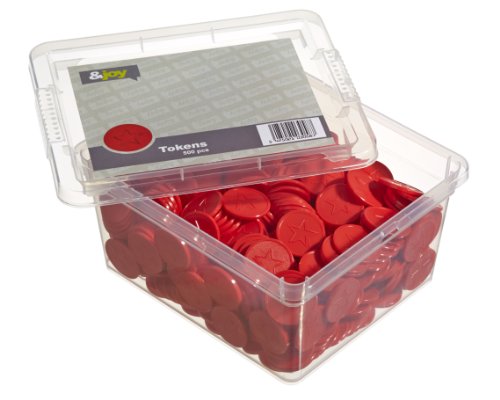 En-Joy Fichas Plasticas Grabadas - Estrella Roja - 500 Monedas - 29 mm