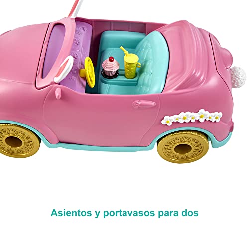 Enchantimals Bree Bunny y su coche descapotable Muñeca con coche rosa de juguete, mascota conejito y accesorios (Mattel HCF85)