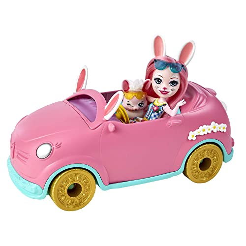 Enchantimals Bree Bunny y su Coche descapotable Muñeca con Coche Rosa de Juguete, Mascota Conejito y Accesorios (Mattel HCF85) & City Tails Parque de Juegos de Sabine y Seneca Squirrel Dos muñecas