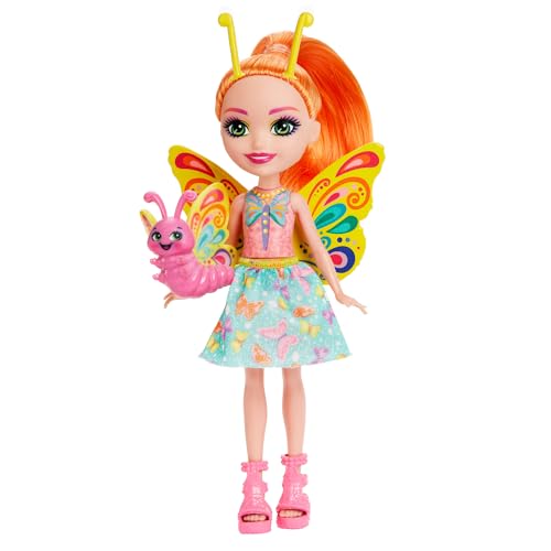 Enchantimals City Tails Main Street Belisse Butterfly y Dart Muñeca con mascota mariposa, juguete +4 años (Mattel HKN12)