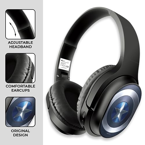 ERT GROUP Captain America 001 Marvel Auriculares Bluetooth 5.0 con micrófono y Ranura para Tarjeta microsd