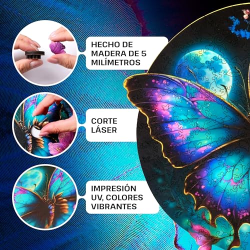 ESC WELT Puzzle de Madera Mariposa 500 Piezas - Entretenimiento Mental Cautivador para Adolescentes y Adultos - Juguete Divertido y Respetuoso con el Medio Ambiente - Rompecabezas de Madera