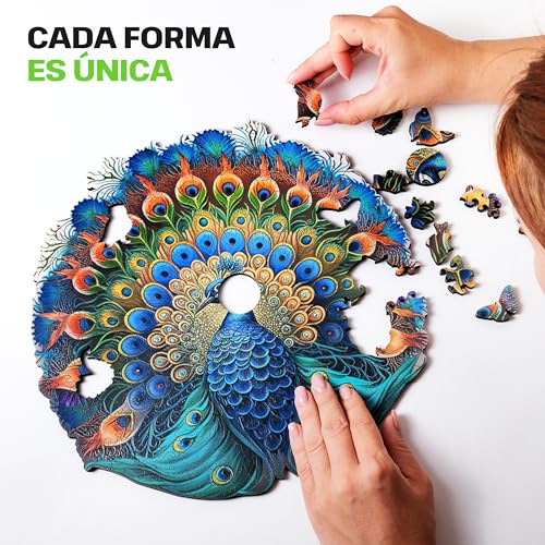 ESC WELT Puzzle de Madera Pavo Real 300 Piezas - Entretenimiento Mental Cautivador para Adolescentes y Adultos - Juguete Divertido y Respetuoso con el Medio Ambiente - Rompecabezas de Madera