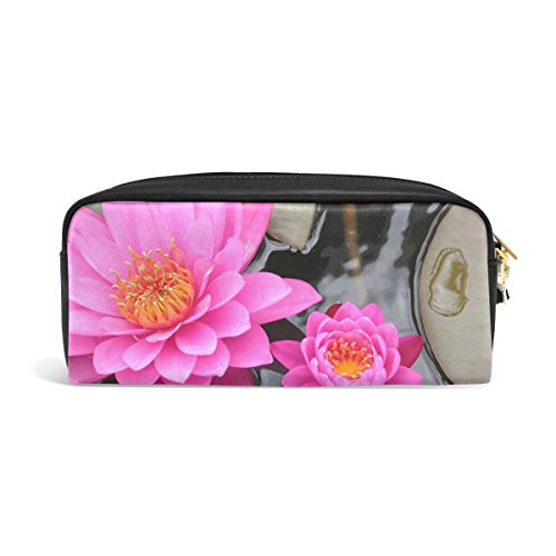 Eslifey Vivid Water Lily - Estuche de piel sintética para lápices y cosméticos, resistente al agua