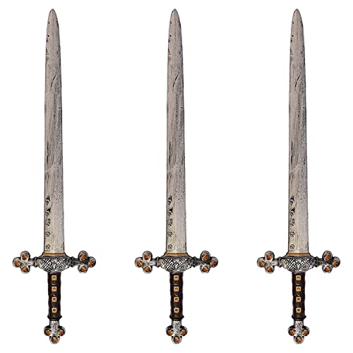 Espada gladiadora para adultos, paquete de 3 – 29.5 pulgadas, accesorio perfecto para disfraz de cosplay de película vikinga romana