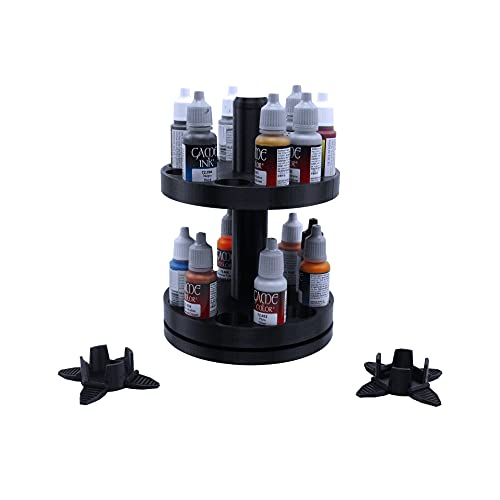 Estante giratorio de pintura de 2 niveles, organizador de estante de escritorio impreso en 3D para mesa RPG acrílicos y colores en miniatura, compatible con pinturas Vallejo