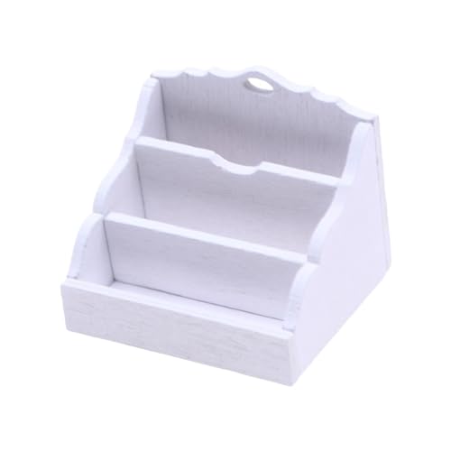 F Fityle Estante de Papel para revistas en Miniatura para casa de muñecas 1:12, decoración de Accesorios para muñecas, Muebles de Madera para casa de muñecas, Blanco