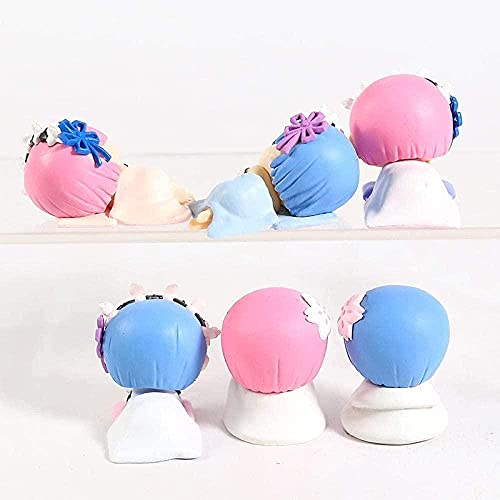 FABIIA Anmine Toys Modelo 6Pcs/Set Re: Vida en un Mundo Diferente del Cero Versión para Dormir Mini Figura de Acción Decoración de Escritorio Regalos de Anime Kits Model