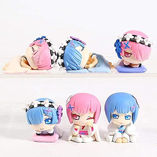 FABIIA Anmine Toys Modelo 6Pcs/Set Re: Vida en un Mundo Diferente del Cero Versión para Dormir Mini Figura de Acción Decoración de Escritorio Regalos de Anime Kits Model