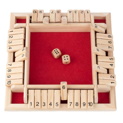 Fafaherr Dice Games Shut The Box Game, Close The Box Juego de Dados 2-4 Jugadores Juego de Dados de Madera con 2 Dados Juegos de Mesa Juguetes de Mesa para Adultos niños números 1-10