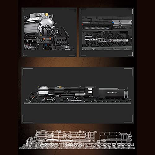 Fancy Brick Juego de bloques de sujeción para tren de Technic, 2,4 G, tecnología RC, locomotora de vapor retro para Union Pacific 4014 Big Boy, kit de maqueta compatible con la técnica Lego, 1608