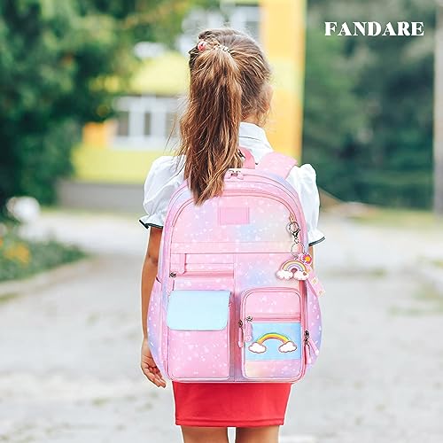 FANDARE Lindo Mochilas infantiles Mochilas Tipo Casual Ultraligero Mochilas Escolares Mochilas infantil Niñas Mochilas Escolares para para 3-6 Grado Estudiante Primaria Mochila Galaxia Rosa