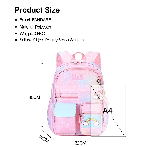 FANDARE Lindo Mochilas infantiles Mochilas Tipo Casual Ultraligero Mochilas Escolares Mochilas infantil Niñas Mochilas Escolares para para 3-6 Grado Estudiante Primaria Mochila Galaxia Rosa