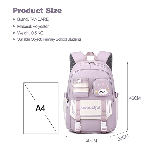 FANDARE Mochilas infantiles Adolescentes Mochila Ultraligero Mochilas Escolares Mochilas infantil Mochilas Tipo Casual Niñas Mochilas Escolares para Estudiante Viaje Mochila Escolar Rosa