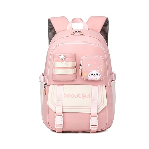 FANDARE Mochilas infantiles Adolescentes Mochila Ultraligero Mochilas Escolares Mochilas infantil Mochilas Tipo Casual Niñas Mochilas Escolares para Estudiante Viaje Mochila Escolar Rosa