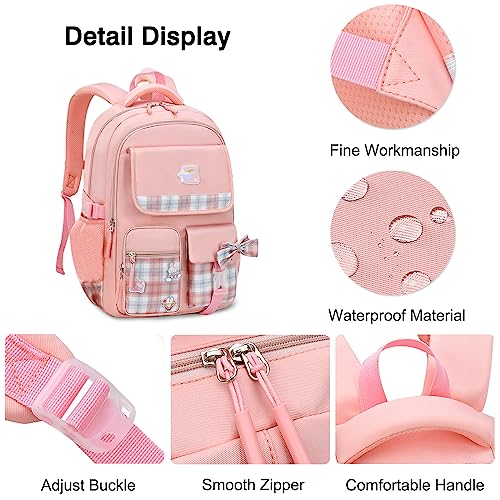 FANDARE Mochilas Infantiles Ultraligero Mochilas Escolares Luminoso Mochilas Infantil Mochilas Tipo Casual Niñas Mochilas Escolares para Estudiante Viaje con Colgante de Felpa & Linda Insignia Negro