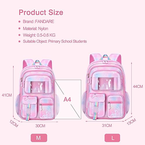 FANDARE Ultraligero Mochilas Infantiles Mochilas Escolares Mochilas Tipo Casual Niñas Mochilas Escolares para 1-3 Grado Estudiante Viaje Salida de Primavera Daypacks con Colgante de Felpa Violeta A