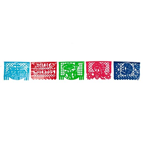 FANMEX - Fantastik - Auténtico Papel picado Mexicano - Modelo Calaveras 4 Metros - Decoración día de Muertos (Plástico)