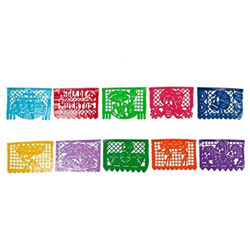 FANMEX - Fantastik - Auténtico Papel picado Mexicano - Modelo Calaveras 4 Metros - Decoración día de Muertos (Plástico)